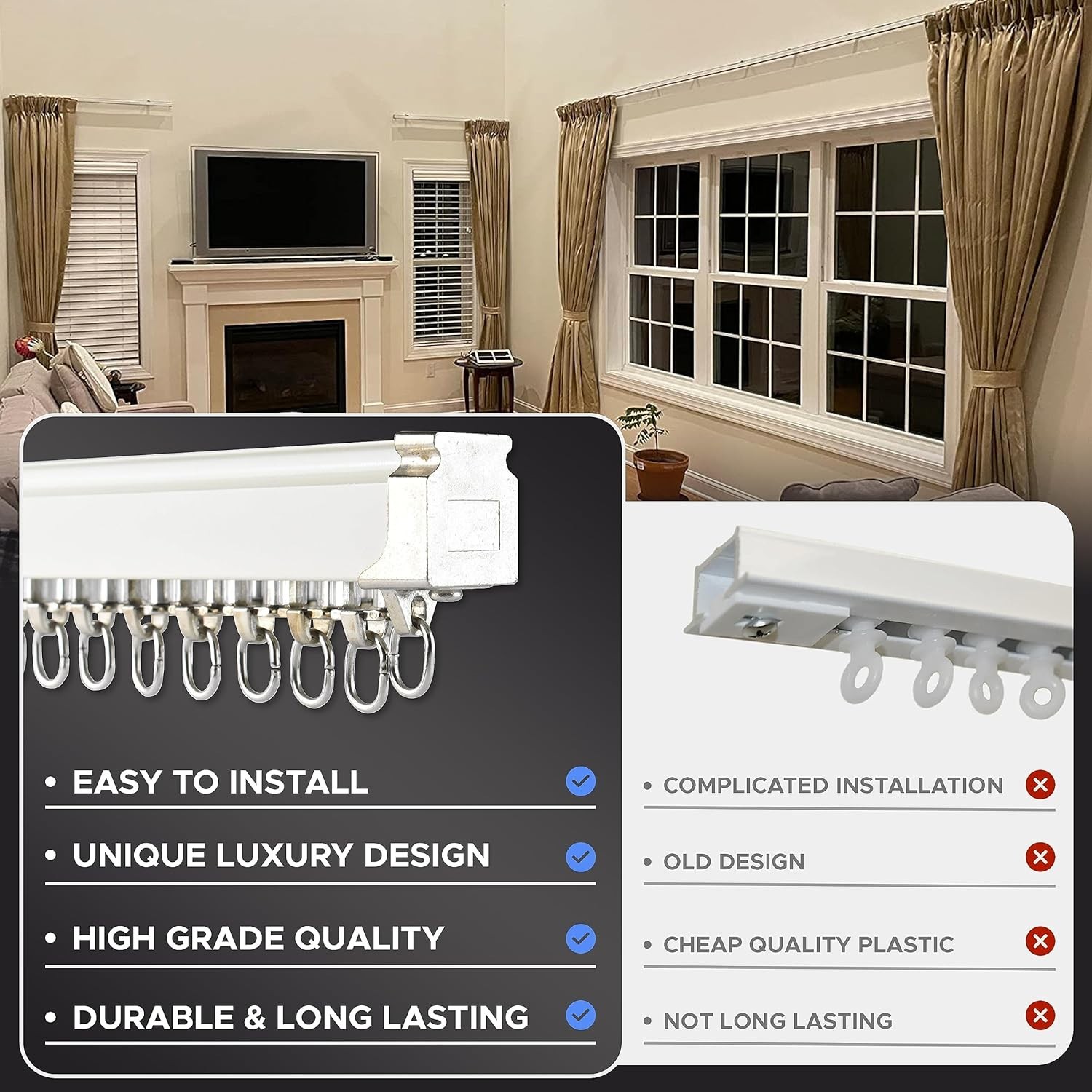 Ceiling Curtain Track Set – 3ft-16.4ft / 5 Meter – Heavy Duty Curtain Track,…
