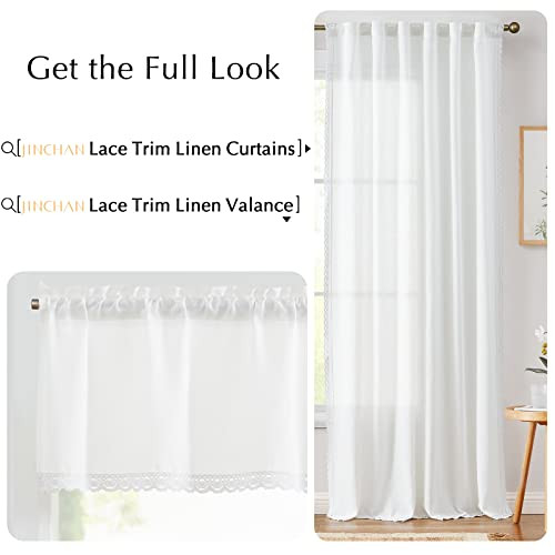 Linen Valance with Lace Trim 50″W x 18″L (Pack of 1) Lace | Off White