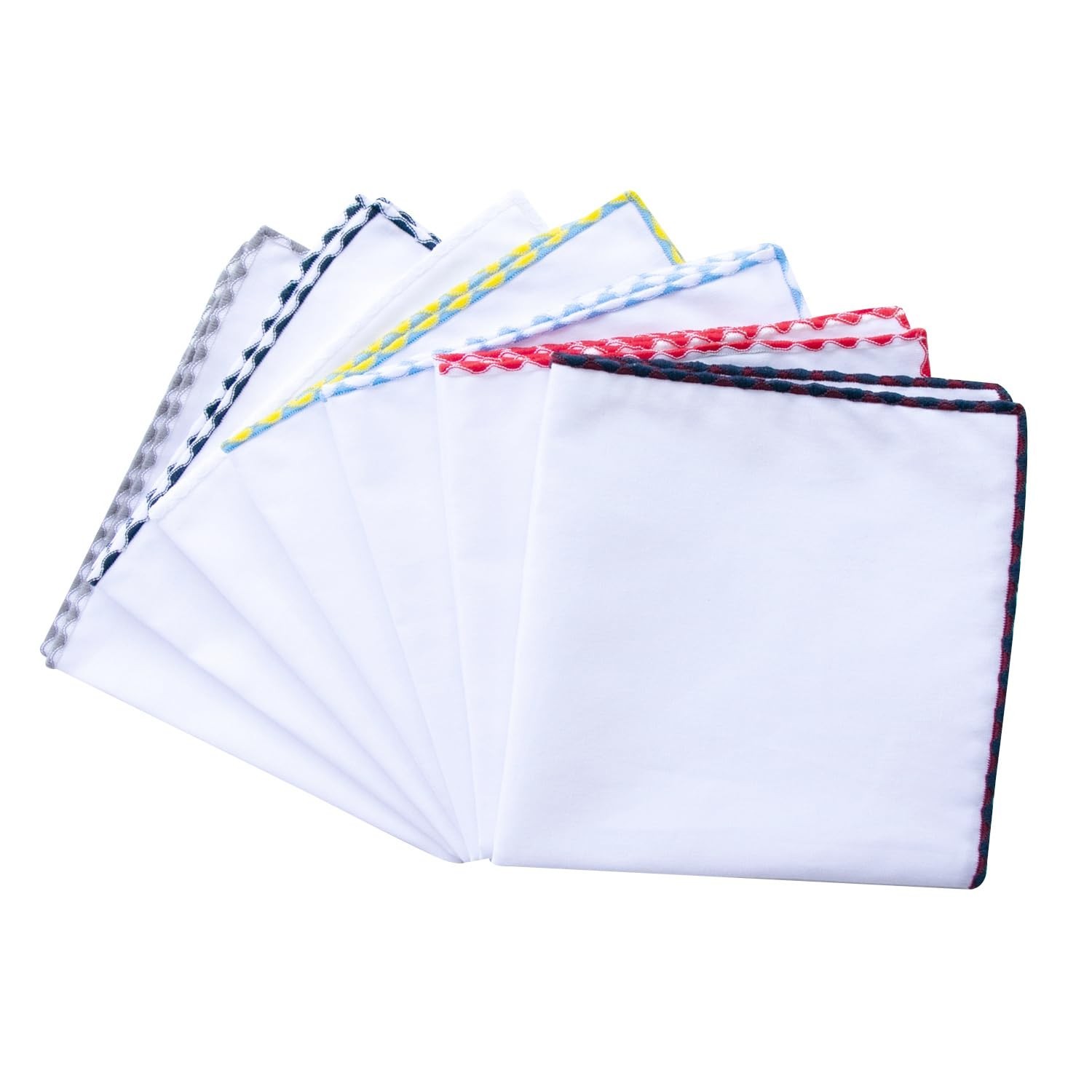 Assorted Pack of Mens Classic White Cotton Pocket Square for suits Handkerchi…