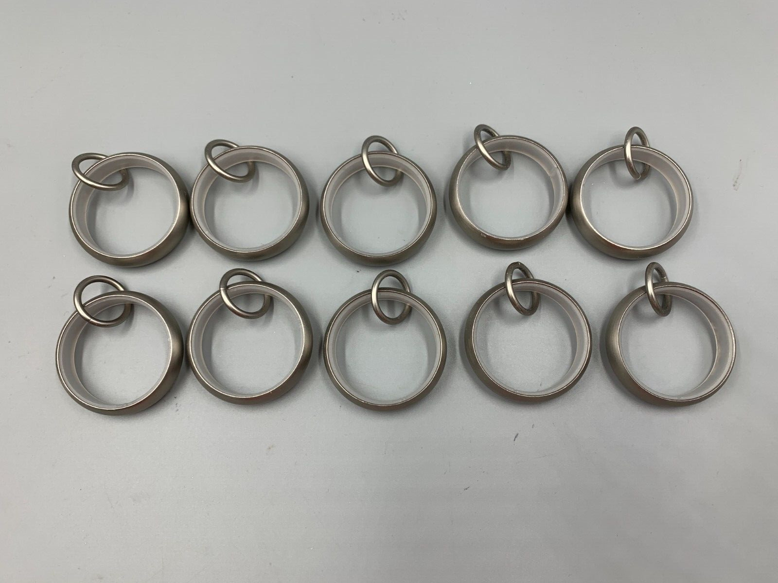 Pottery Barn Quiet Glide Curtain Double Rings S/10 Pewter Small 0.75″ #B272