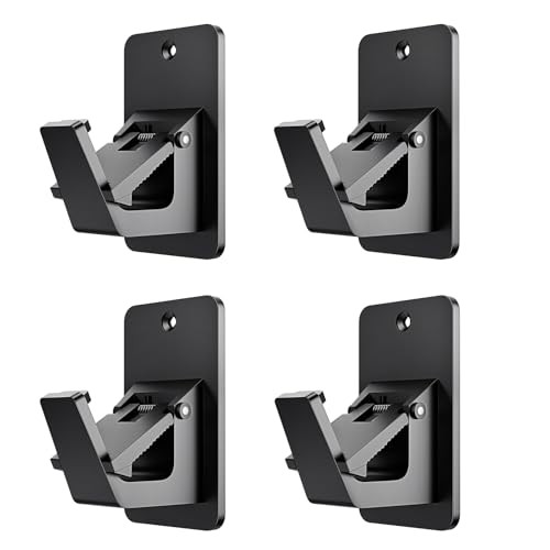 Universal Curtain Rod Holders, No Drill Curtain Rod Brackets, Self 4 Black