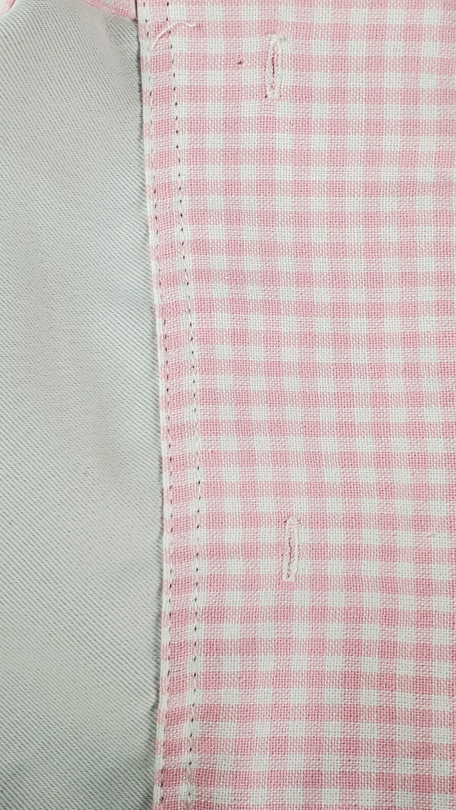 Pottery Barn Kids Pink White Gingham Plaid Checkered Curtain One Drape 44×63