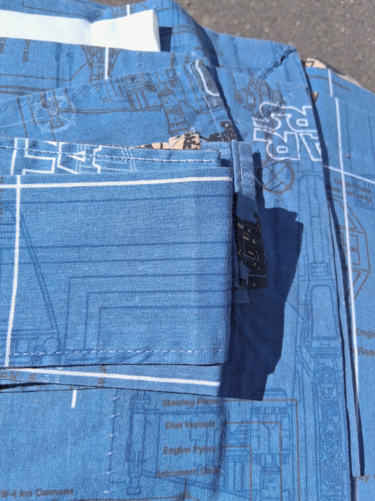 1997 Star Wars 2 Valance + 4 Panel Curtains Blue blueprint Millennium Falcon