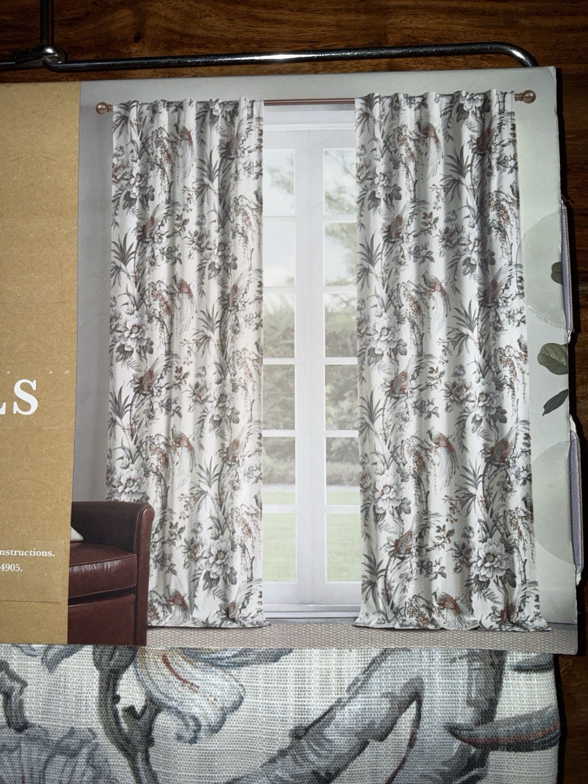 NWT MOSS & WILLOW 37” X 84″ BIRD FLORAL DESIGN CURTAINS PANEL SET OF 2