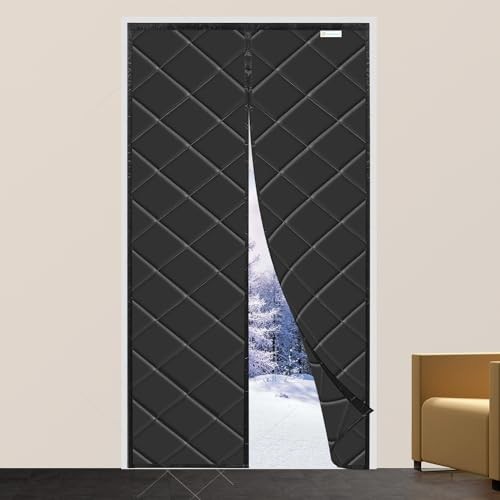 Magnetic Thermal Insulated Door Curtain, Various Fit Door Size 30″ x 77″ Black