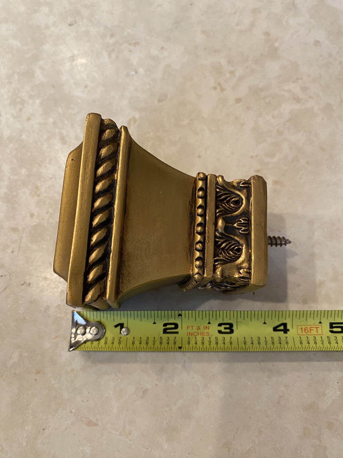 2x Wooden Drapery Curtain Rod Finials Fits 1 3/8” Rod – Screw On – Gold