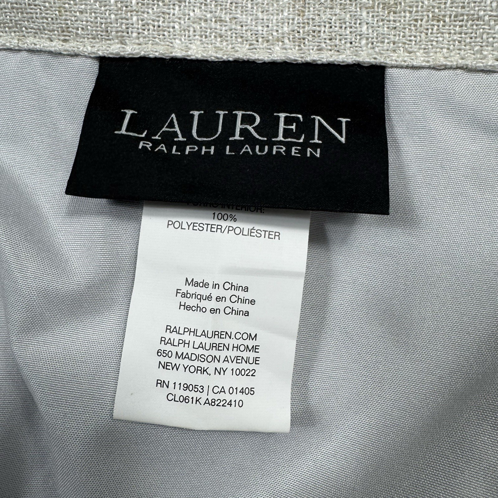 Ralph Lauren Ivory Window Curtains 6 Panels 52 x 82 Linen Blend Black Tab Heavy