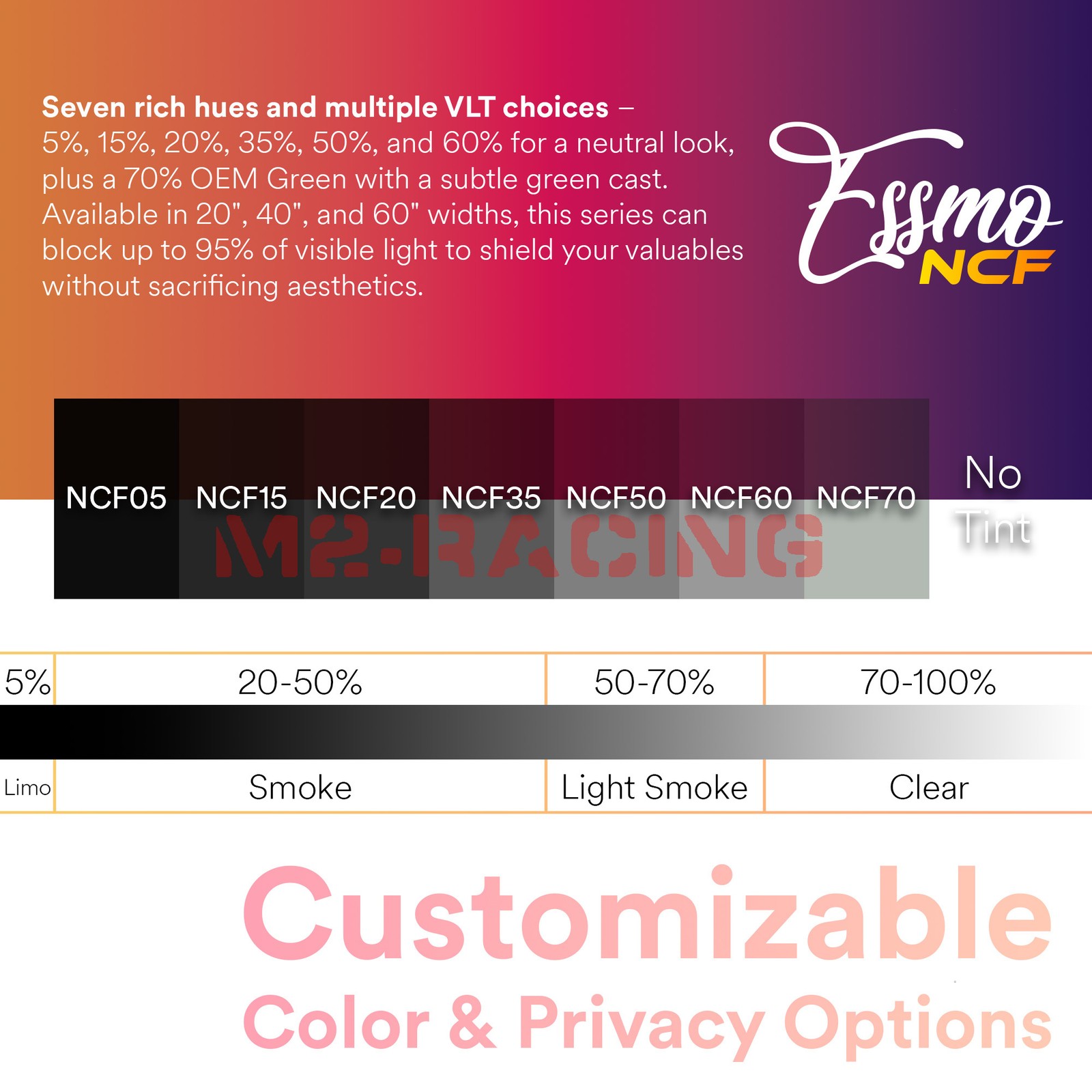 ESSMO Nano Ceramic Window Tint Film 15% VLT Car Home UV Heat Protection NCF15