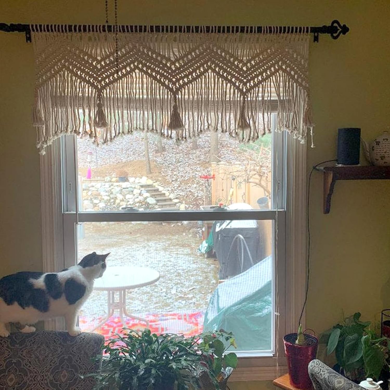 Macrame Valance Curtain for Kichen Windows 35.43×23.62inch Farmhouse Boho Cur…
