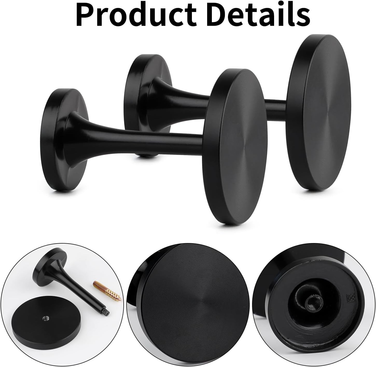 ​2 Pack Black Curtain Tiebacks,Wall Mounted Zinc Alloy Holdbacks with Screws, De