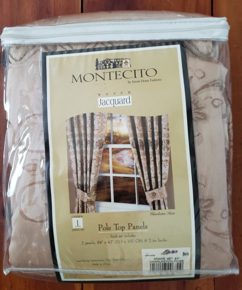 Montecito by Arrow Home Fashions”Charleston Rose”Woven Jacquard Curtains84″X42″