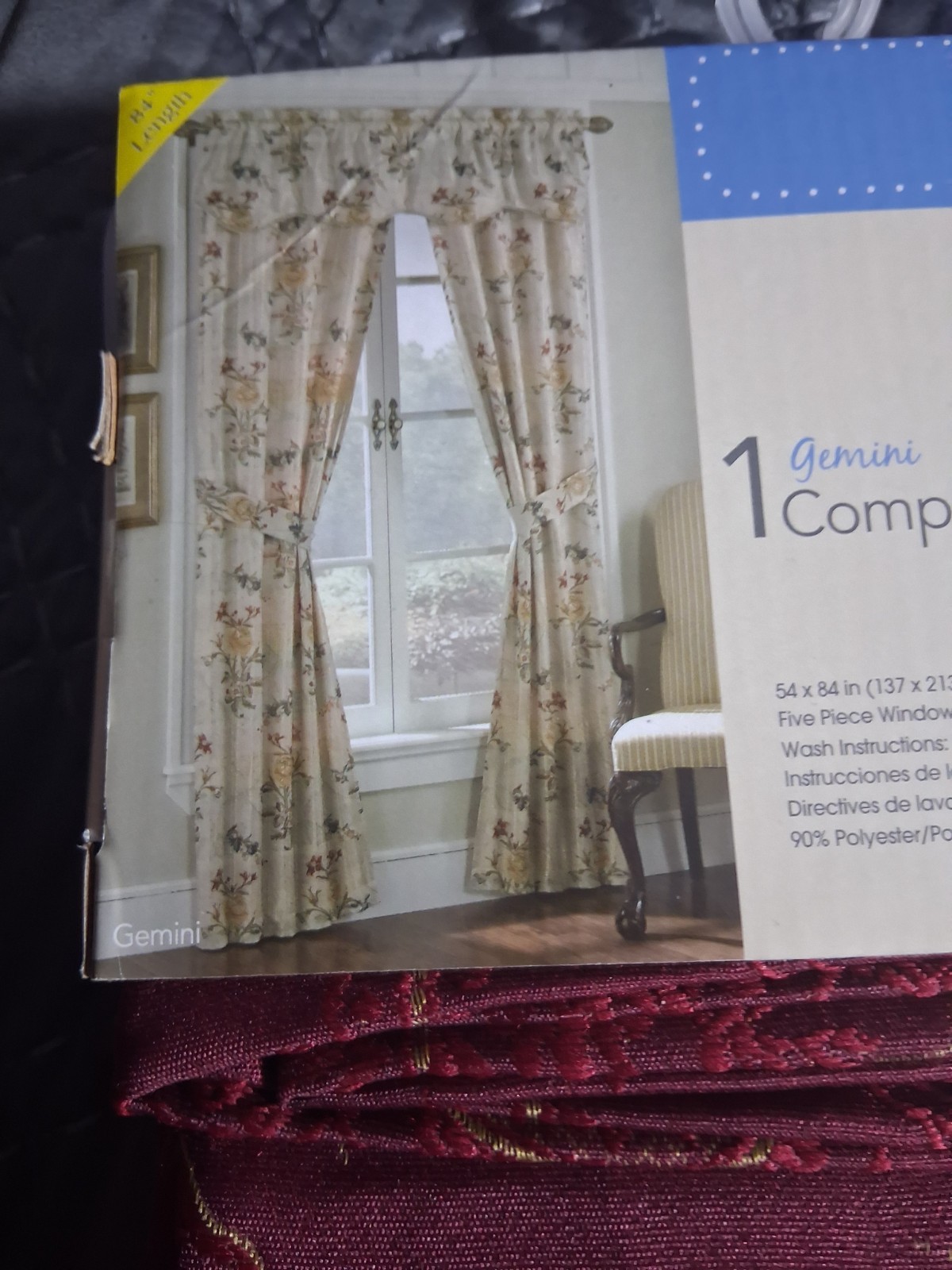 5 Piece Window Complete Set – Gemini 54″ X 84″ – Burgundy
