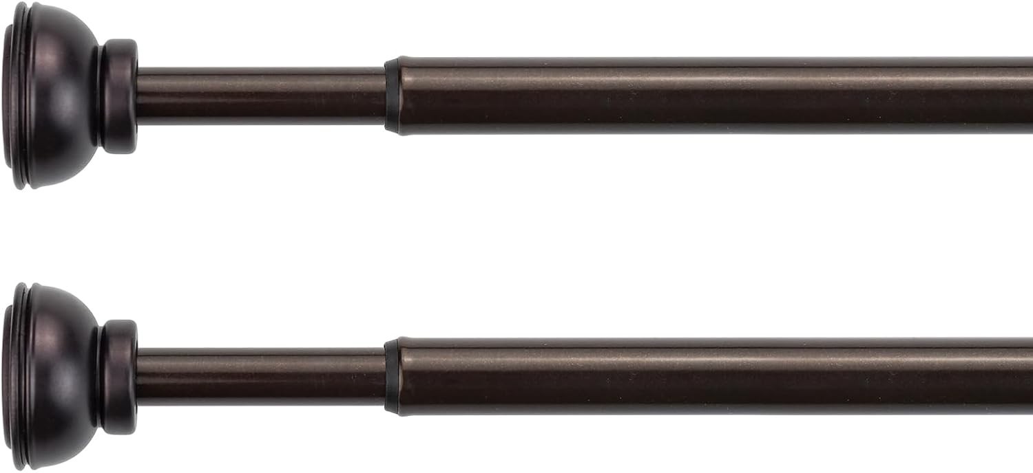 2 Pack Spring Tension Curtain Rod, 1/2- inch Decorative Tension Drapery Rod f…