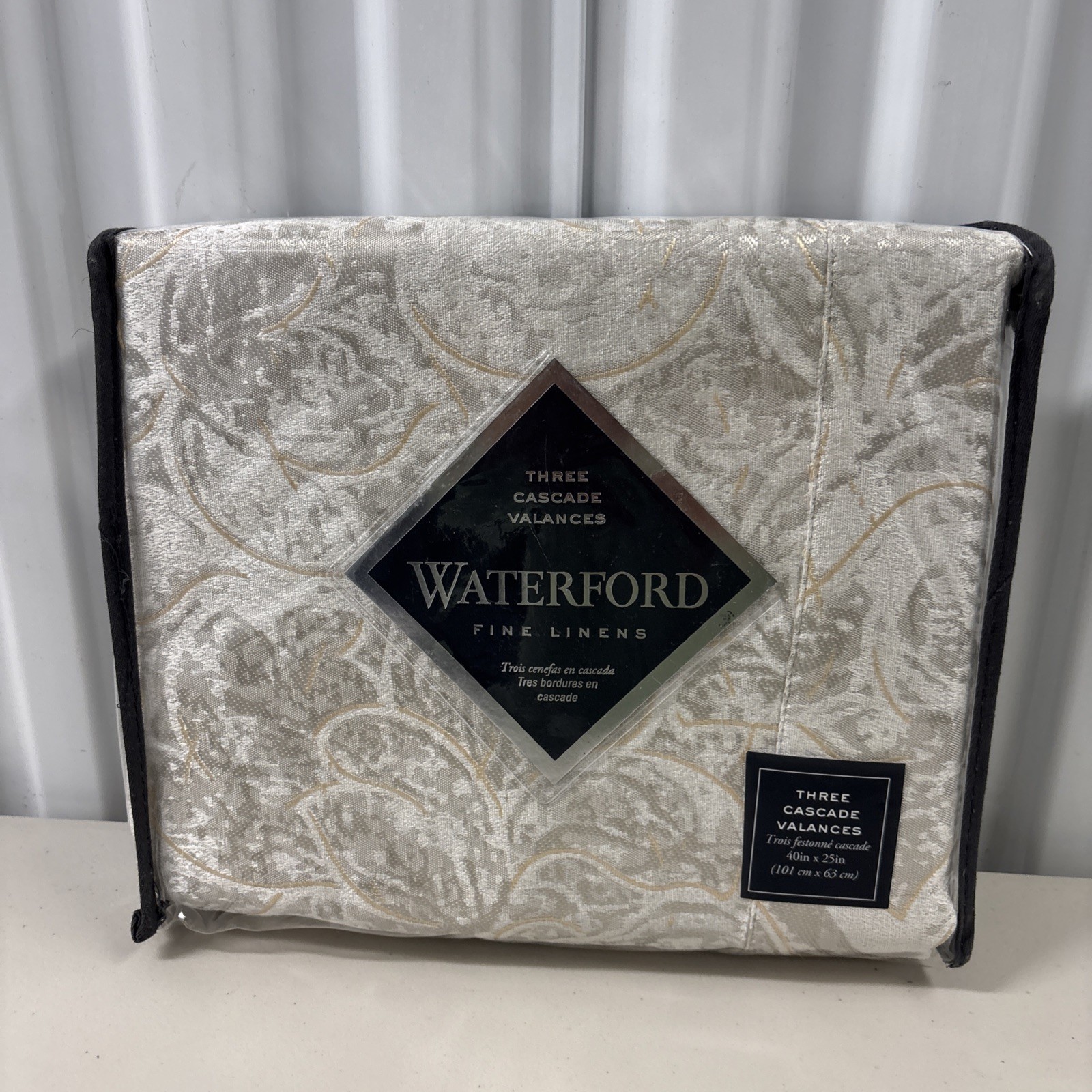 Waterford Belissa Three Cascade Valances 40×25” CNBLSA W108C3 Champagne Silver