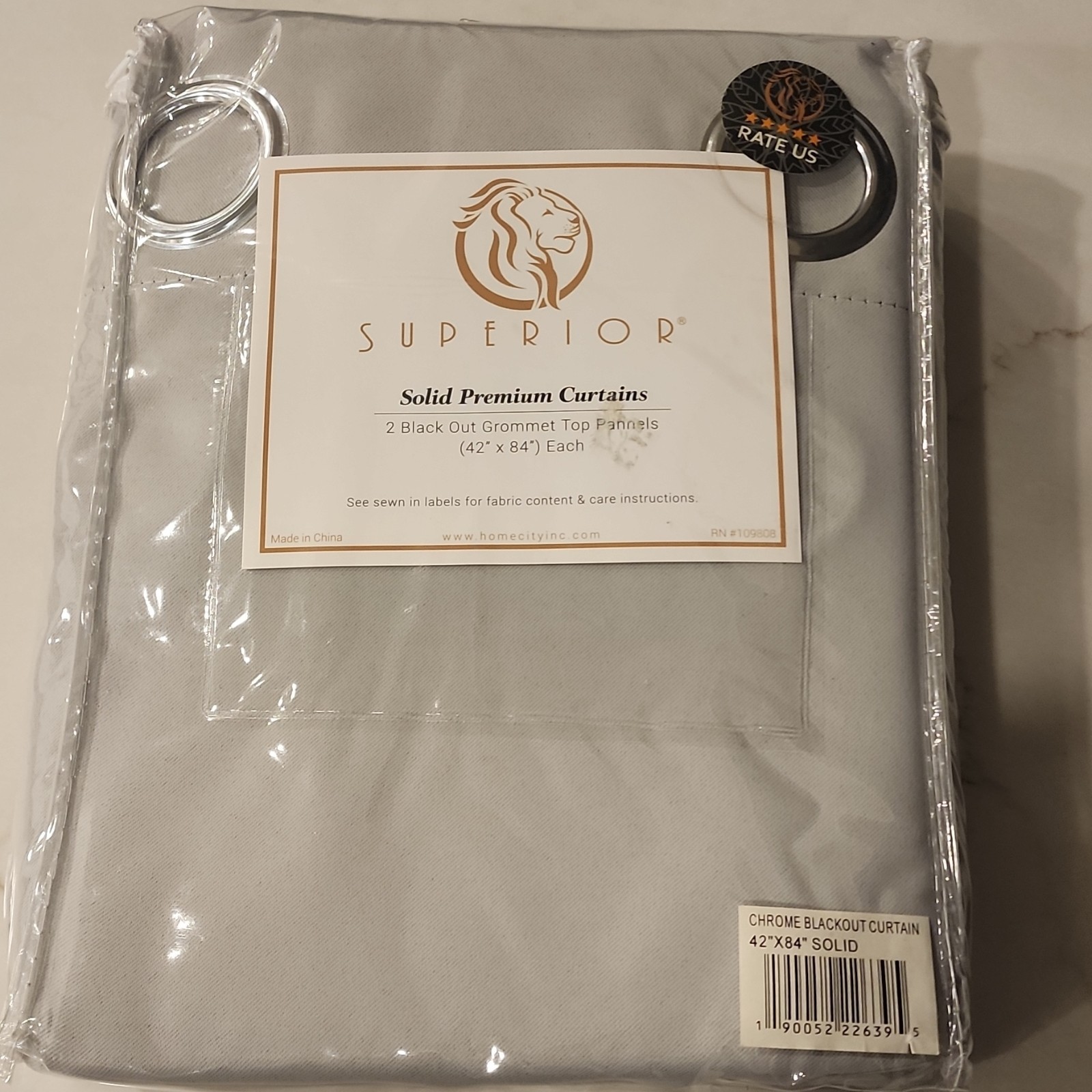 Superior Solid Chrome Blackout Grommet Top Curtain Panels 42 x 84 in Set 2 piece