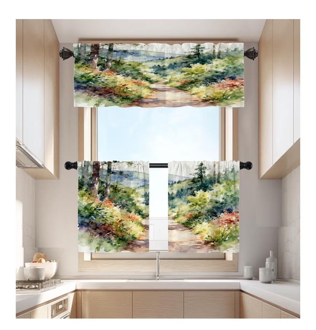 Batmerry Landscape Mountain Kitchen Valance-52″x18″-NEW IN ORIG PKG