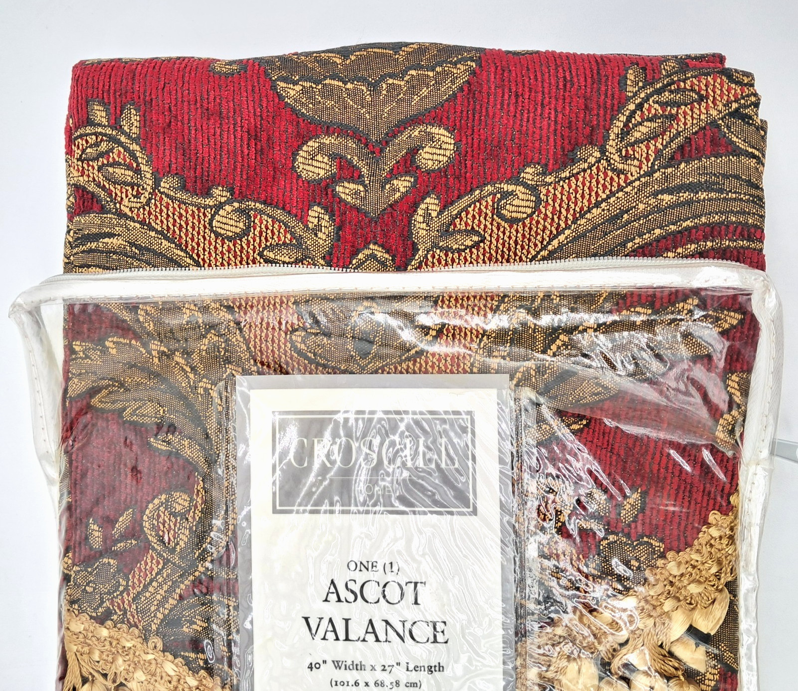NEW Croscill Empire Imperial Empress Ascot Valance 40×27 Red w/ Gold Tassels