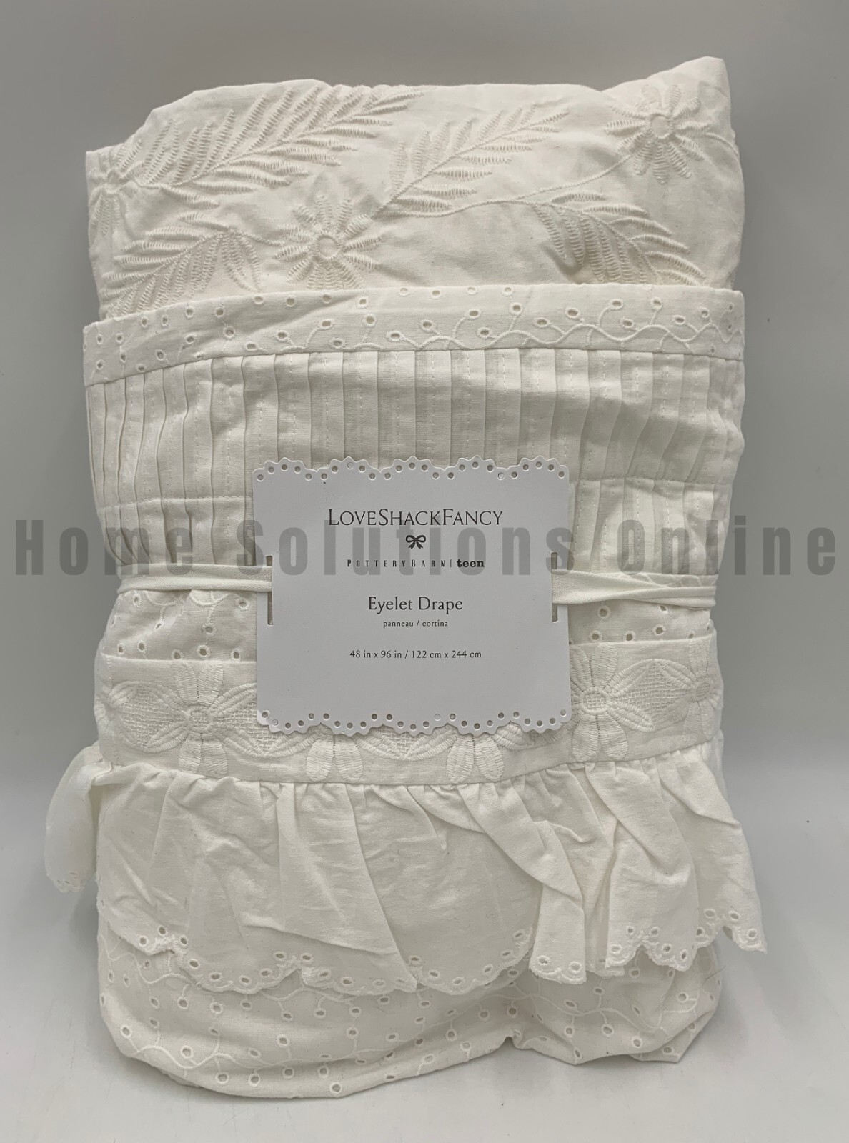 Pottery Barn Teen Love Shack Fancy Eyelet Unlined Curtain Ivory 48″ x96″ #N183R