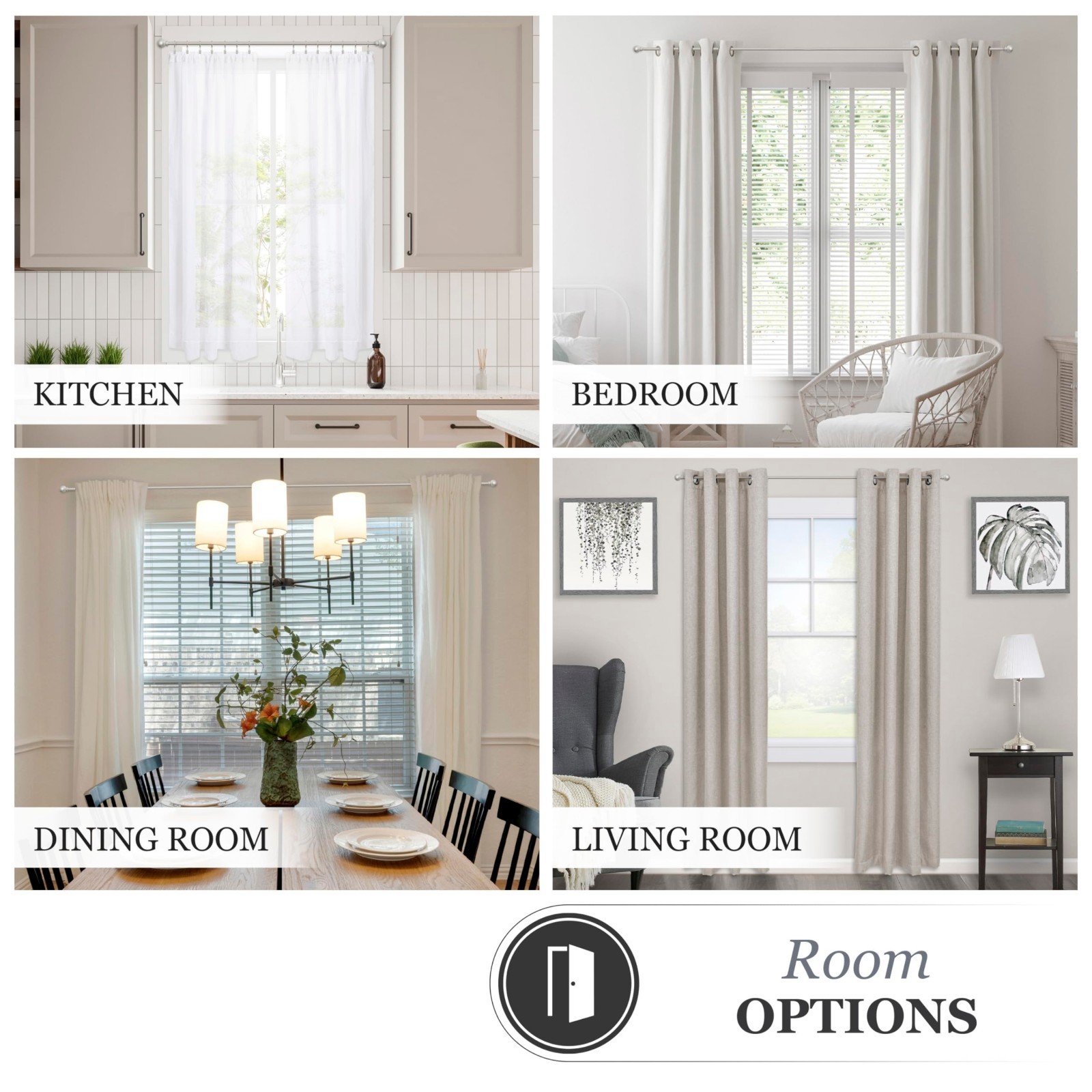 Adjustable Decorative Curtain Rod 48-86″ Brushed Nickel, 5/8″ Steel Tube, Ball E