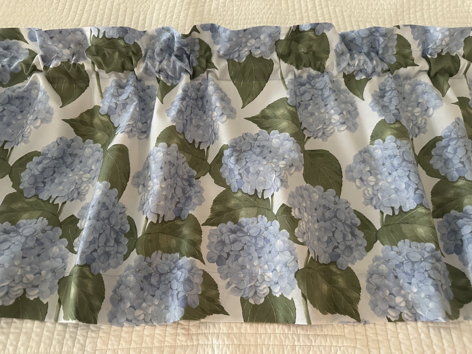 Hydrangea Valance in Blue. New Hand Made in the USA