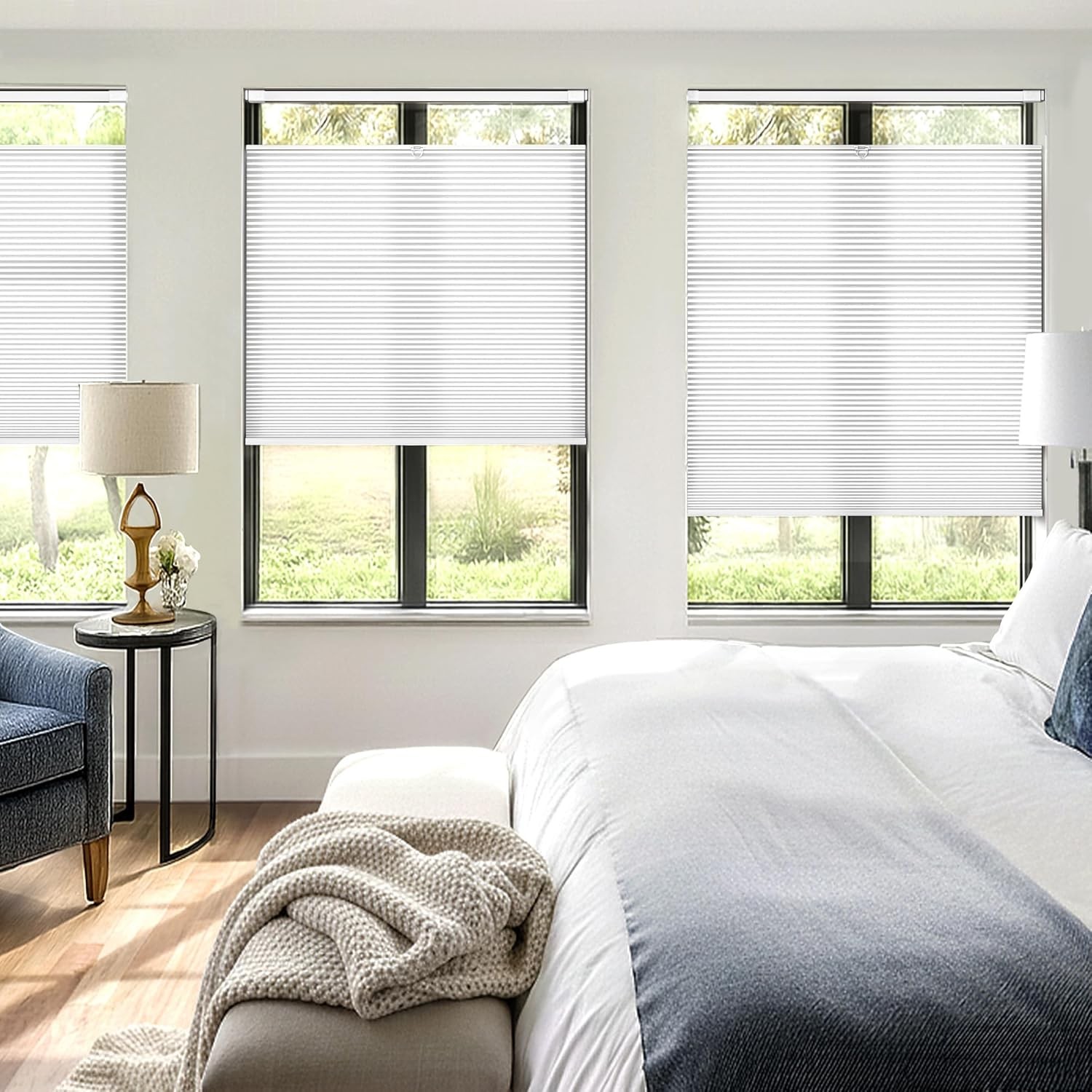 Top Down Bottom Up Cellular Shades 38″W x 72″H White Light Filtering