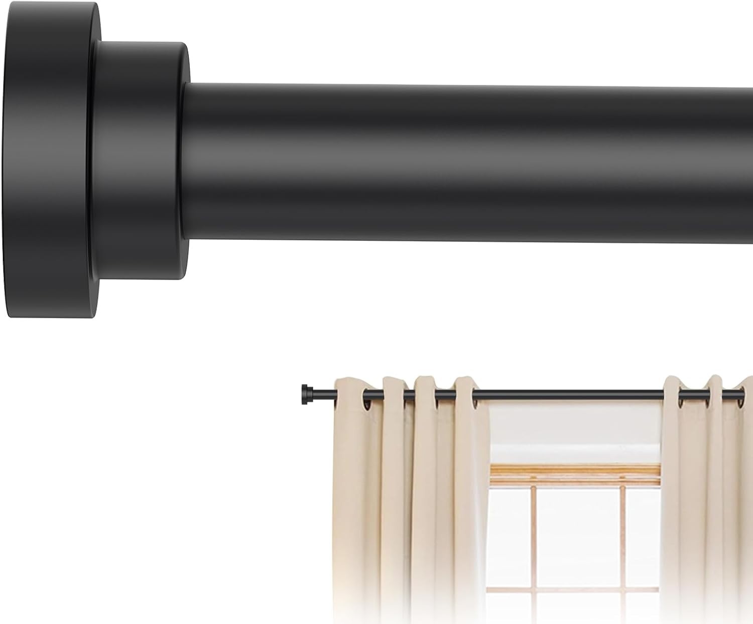 Black Curtain Rods for Windows 28 to 48 Inch, 5/8″ Diameter Heavy Duty Metal …