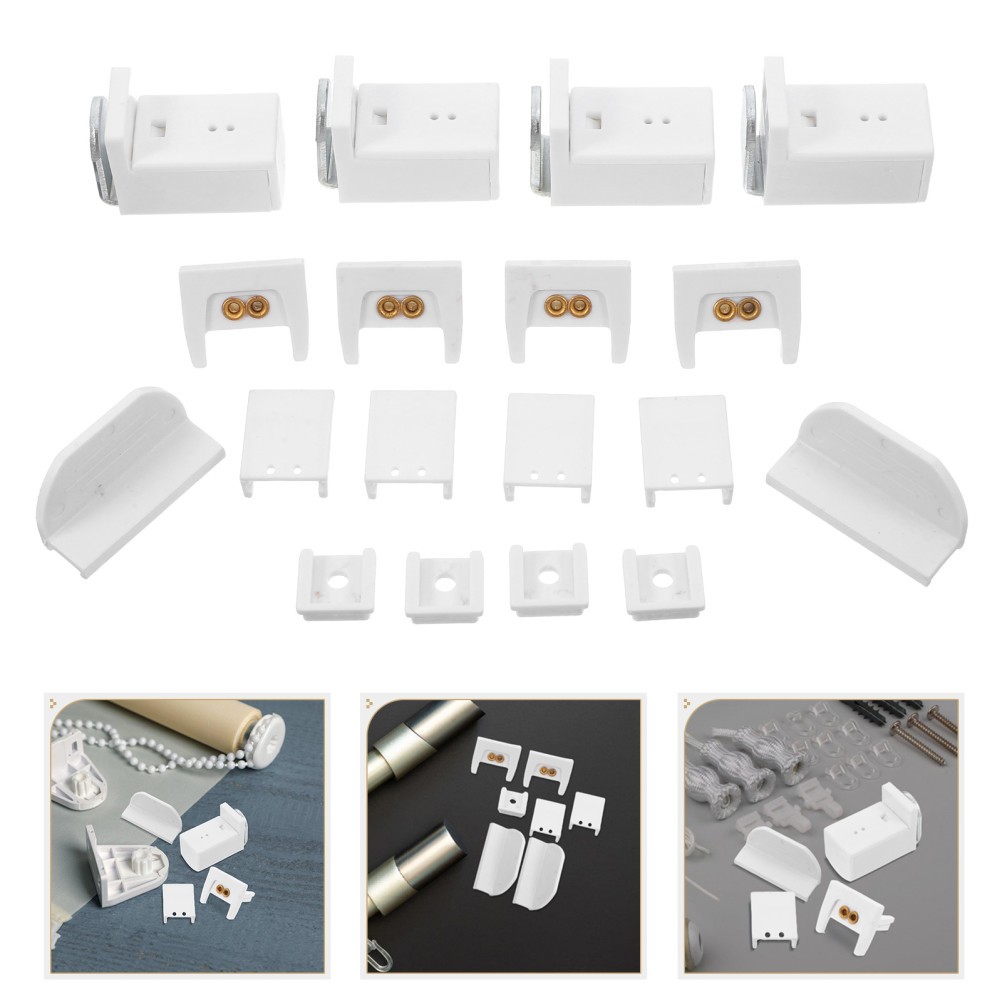 18Pcs White Vertical Blind Repair Brackets ABS Copper Stainless Steel Parts