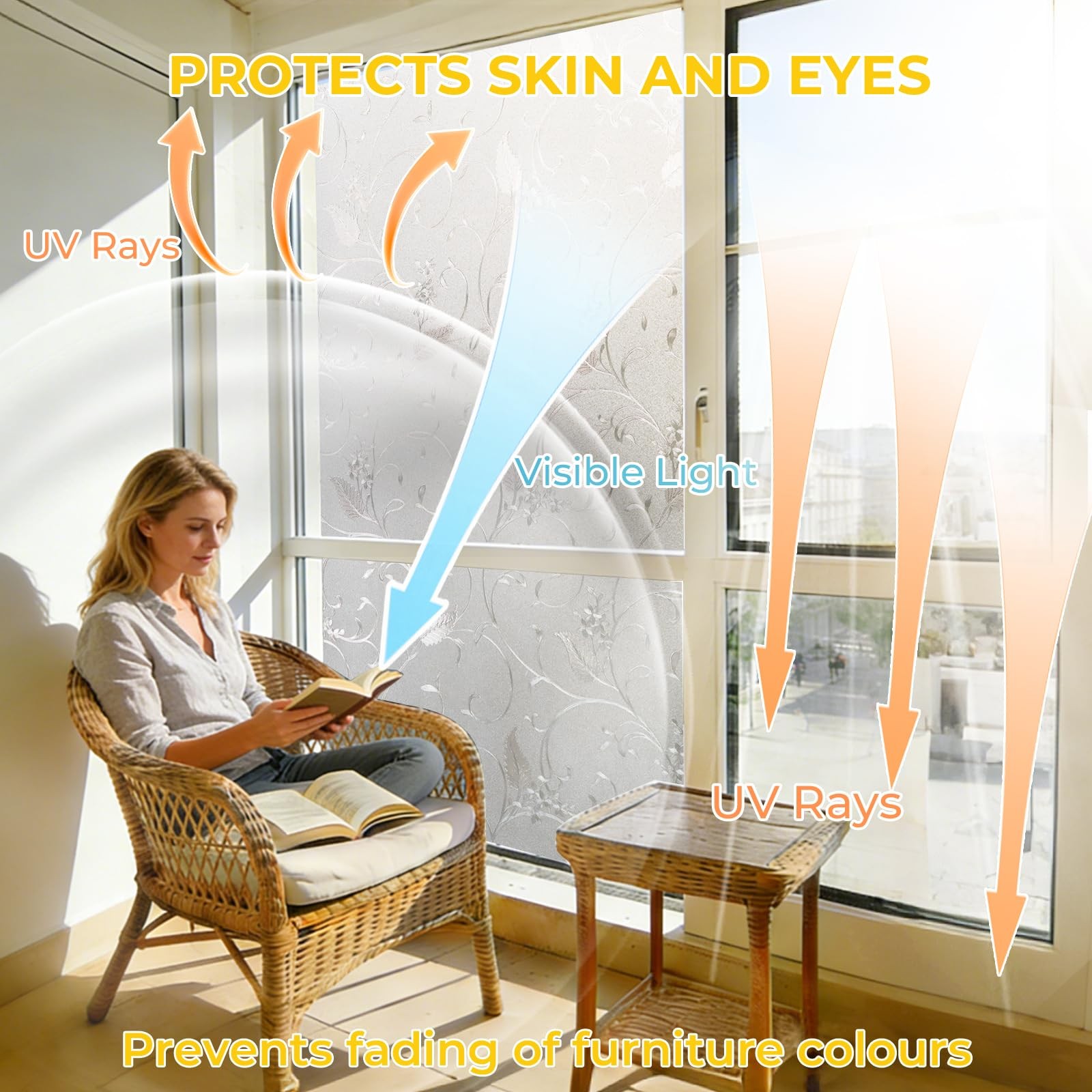 Decorative Privacy Window Film for Front Door, Bathroom, Static Cling