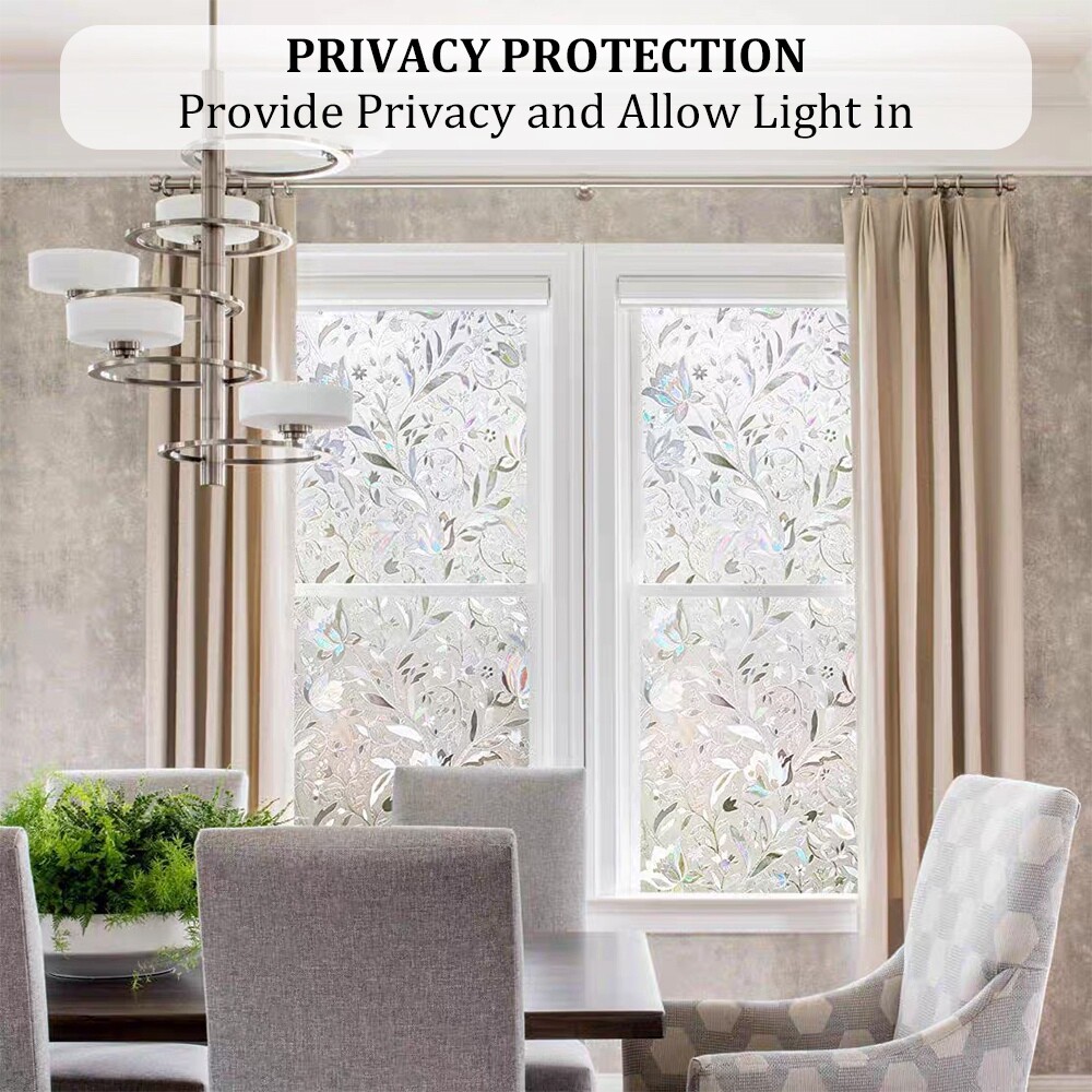 Tulip Window Privacy Film Static Cling Stained Glass Sticker for Bathroom