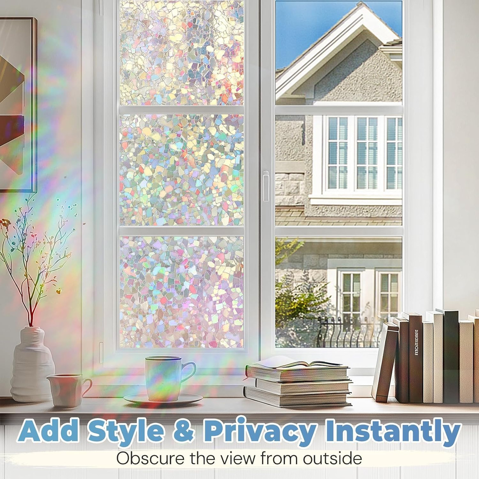 Window Privacy Film Rainbow Decorative Sticker 17.5 x 78.7 inches Static Cling