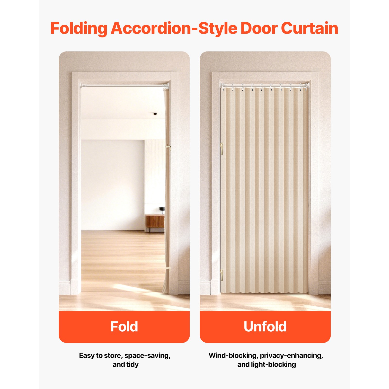 Uimoso Accordion Door with Blackout Fabric and Magnetic Closure, 47 x 78 Inches
