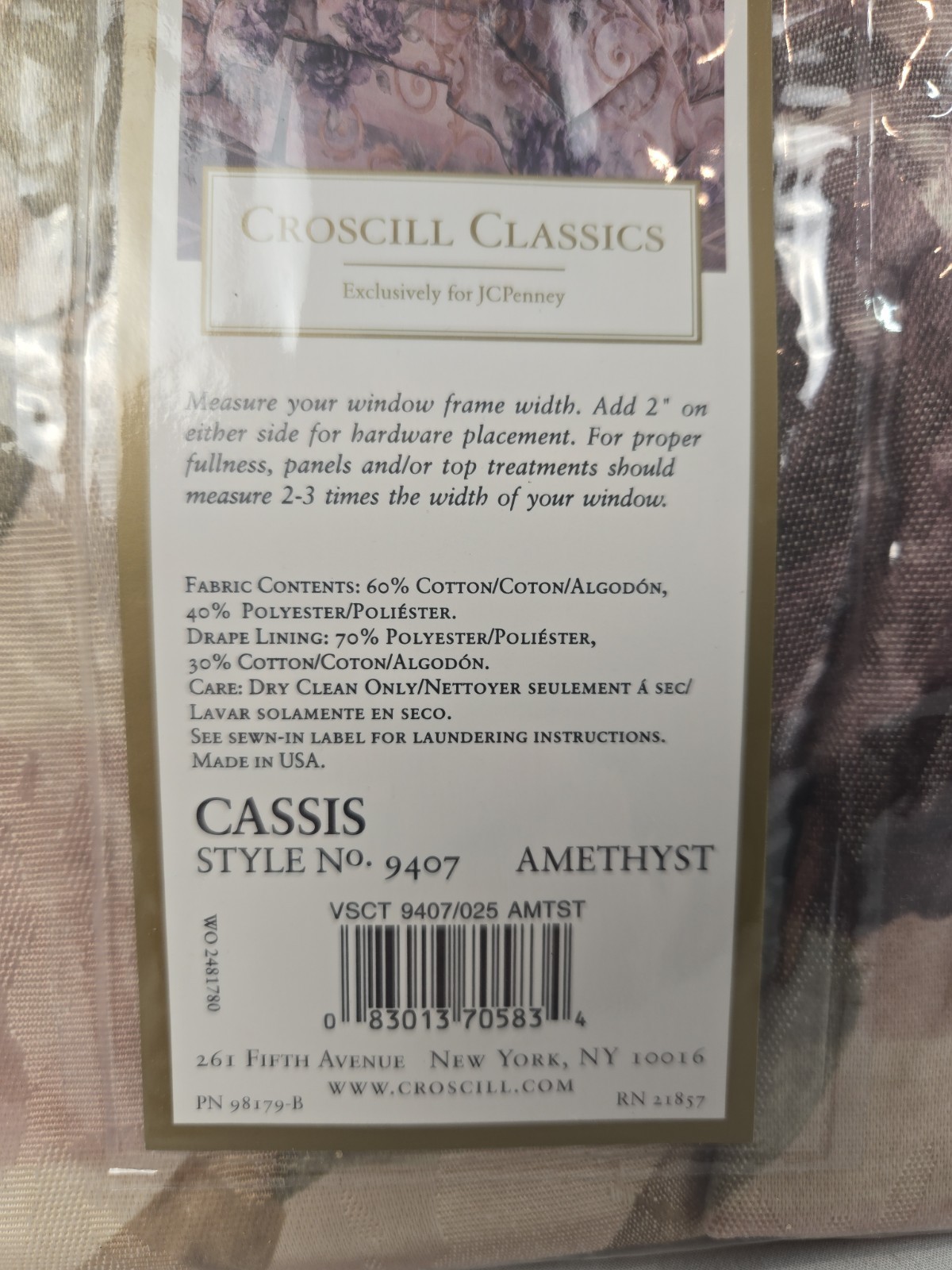 Croscill Classics Ascot Valance Window Treatment 40″x25″ Cassis 9407 Amethyst