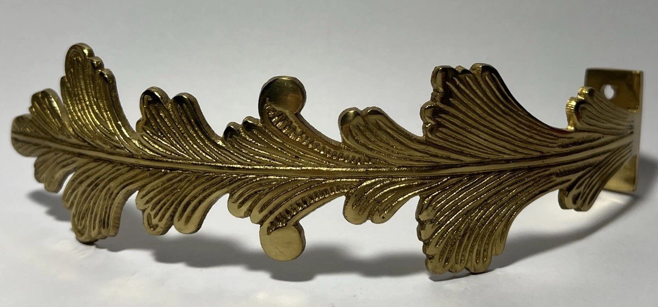 Brass Leaf Curtain Tiebacks 9” Length Single Item Only (Multiple Available) NOS