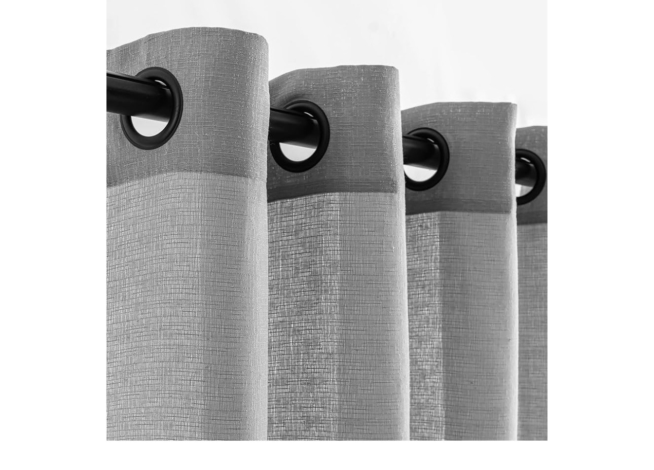 Voilybird Linen Curtains With Black Grommet 52″W x 63″L (2 Panels) Light Gray
