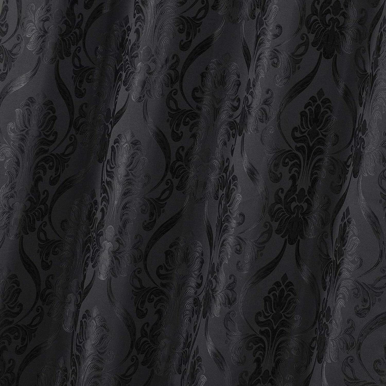 Set 2 Solid Black Fringe Damask Curtains Panels Drapes Valance 63 84 96 inch L