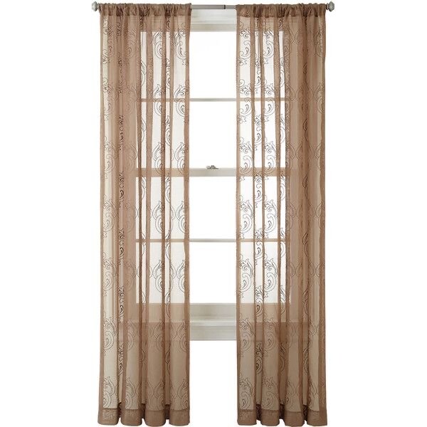Liz Claiborne Blakely Rod-Pocket Sheer Panel 50″ W x 84″ L New Brown Peppercorn