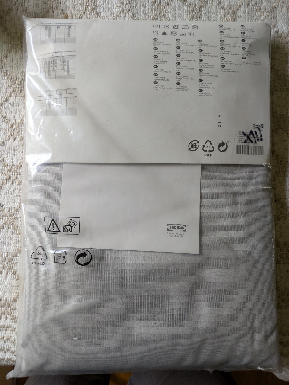 Ikea HANNALILL Curtains 2 Panels (1 Pair) 100% Cotton 57″ x 98″ 104.173.19