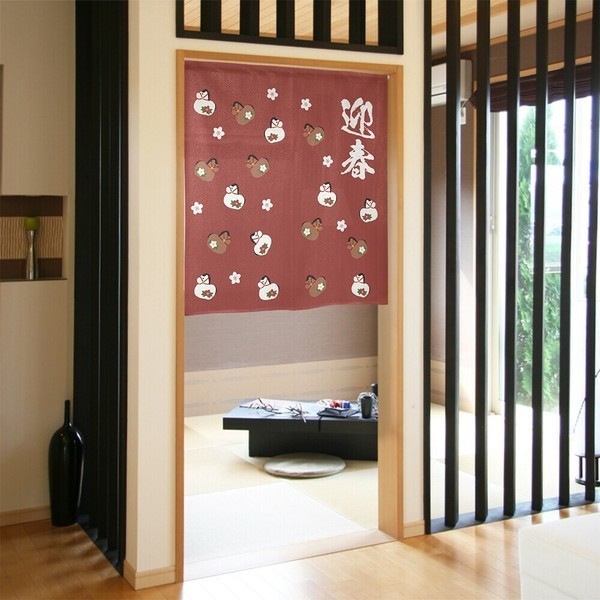 NEW Japan Made Noren – Zodiac 2026 New Year of Horse Red Decoration Shot Curtain