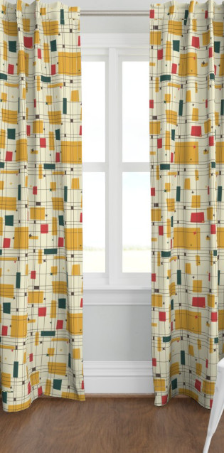 Spoonflower Two Panel Linen/Cotton Geometric Curtains 50″ x 84″