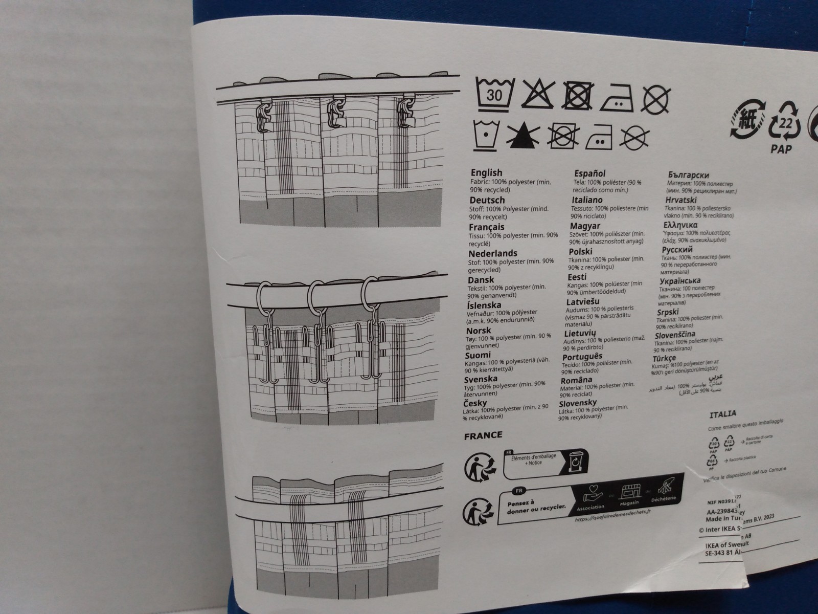 Ikea MAJGULL Blackout Curtains 1 pair 57 x 98 inches Dark Blue 905.697.52