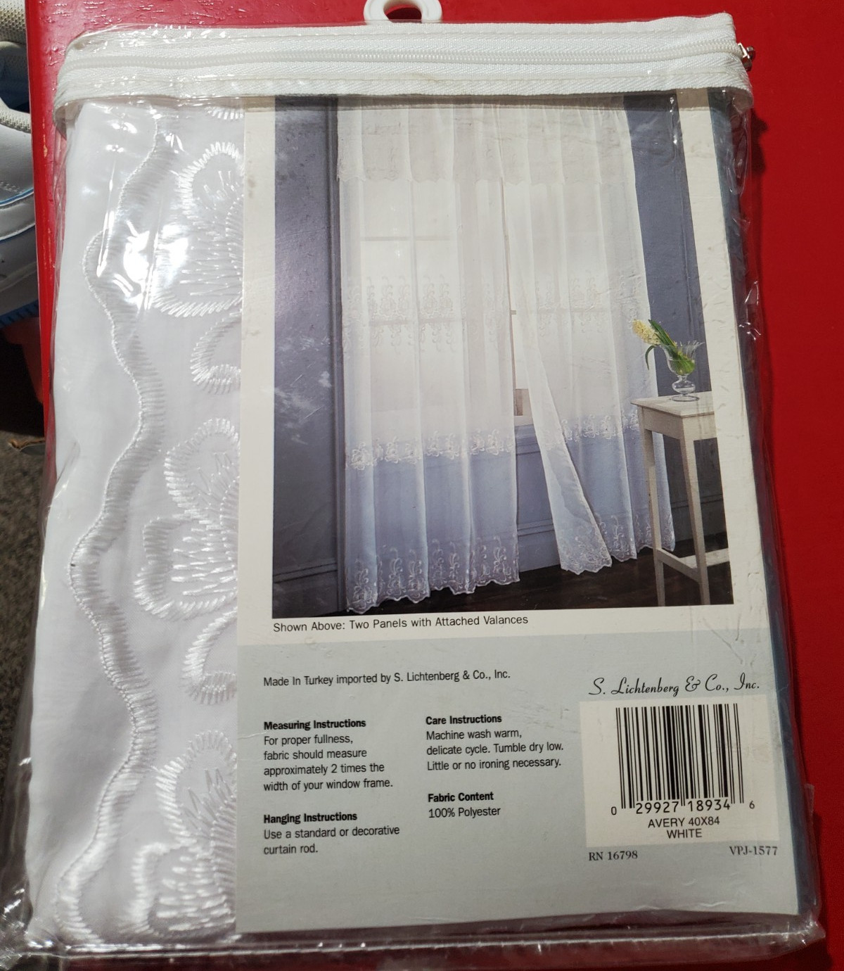 Avery 1 Panel with Attached Valance 40″ x 84″ L ~ NEW White Valance