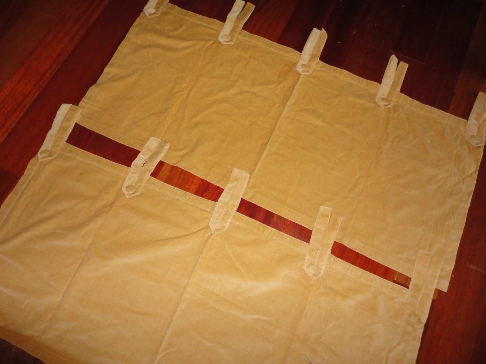 UNITED CURTAINS WARM GOLD RETRO 70’S STYLE (PAIR) TAB TOP VALANCES 21 X 38