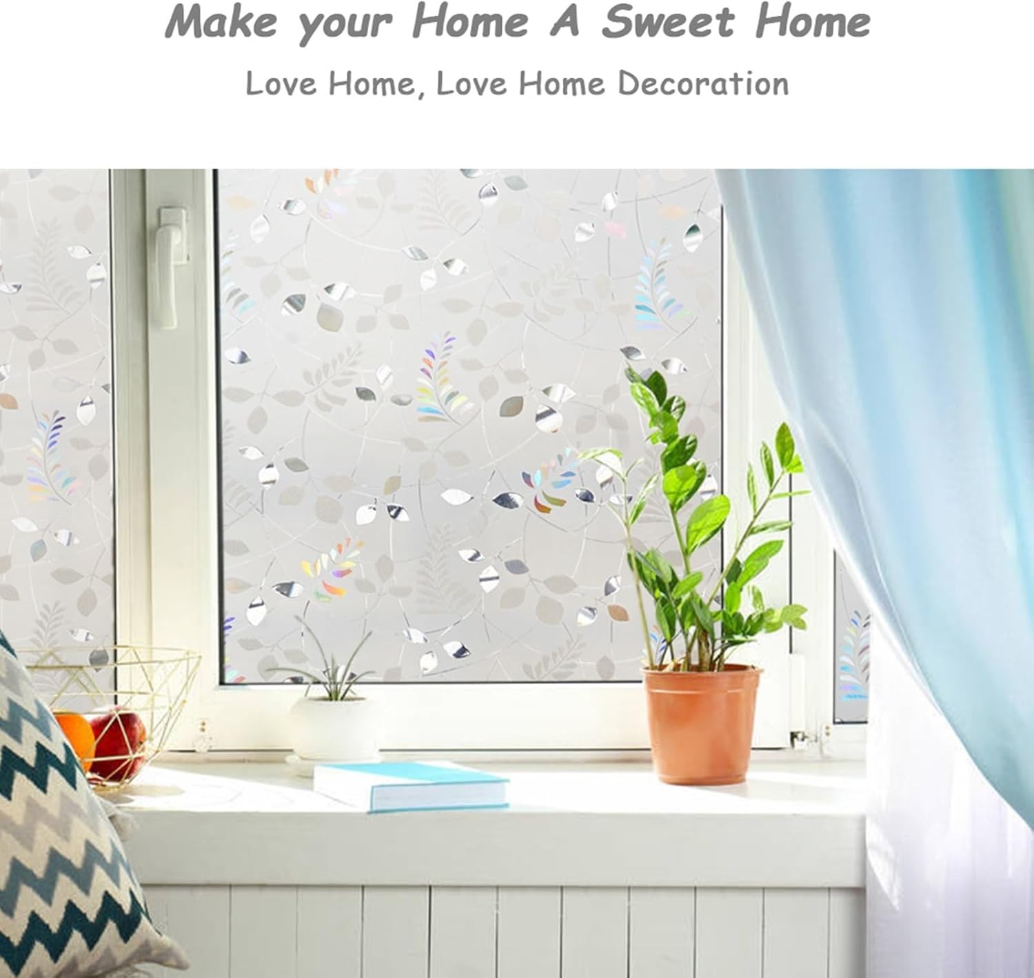 LEMON CLOUD Window Privacy Film Stained Static 17.5 x 78.7 Inch, 3d Leaf