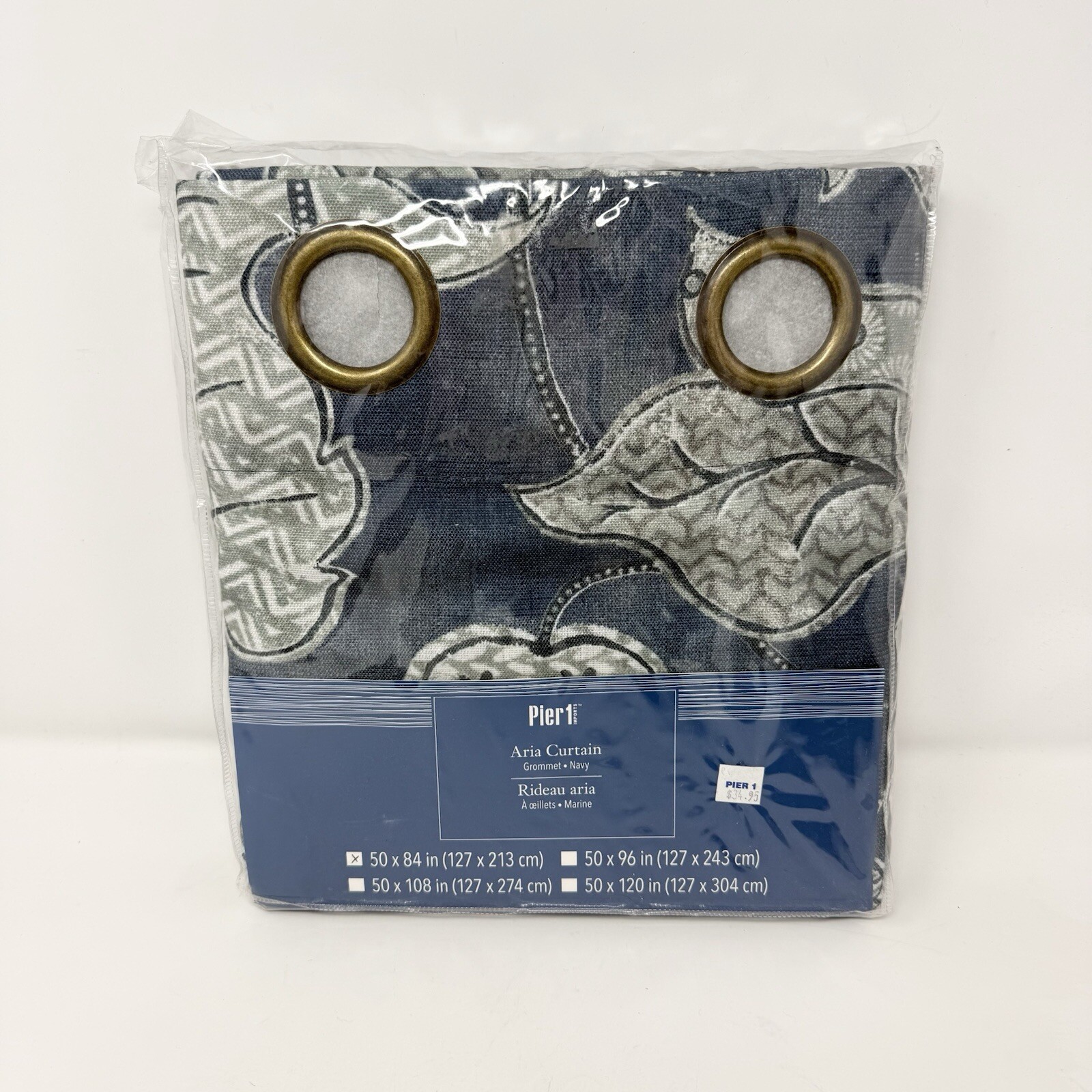 PIER 1 CURTAIN 1 Panel Navy Rideau Aria style, 50×84″, 127X213 Cm New Grommet