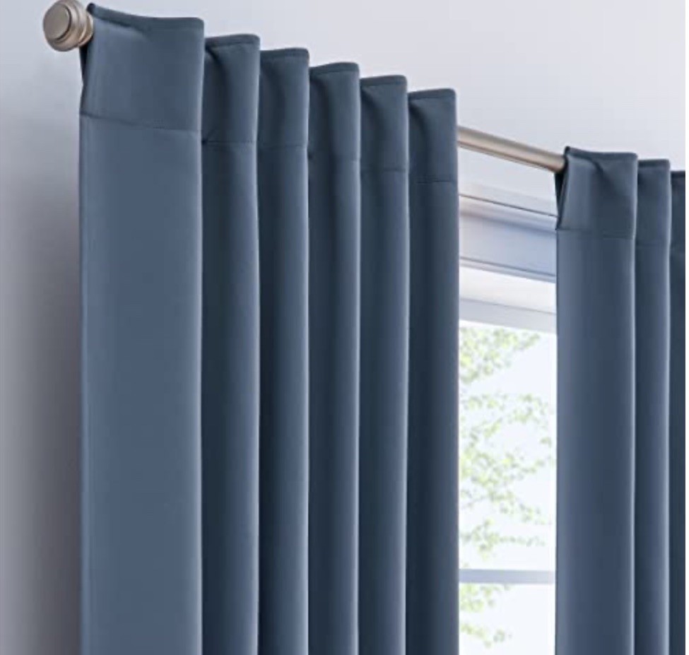Eclipse Langley Room Darkening Curtains 52 in X 84 Stone Blue