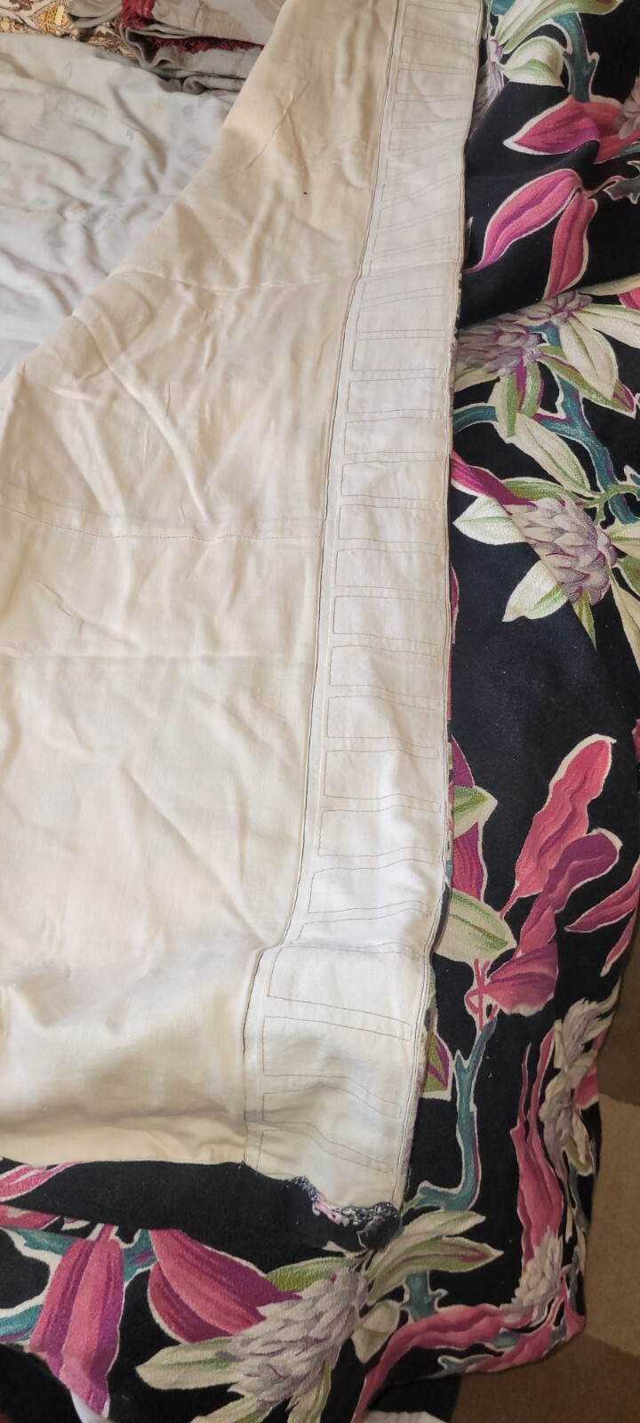 BARKCLOTH DRAPES COLORFUL PATTERN 2 PANEL 46W X L MADE IN USA VINTAGE