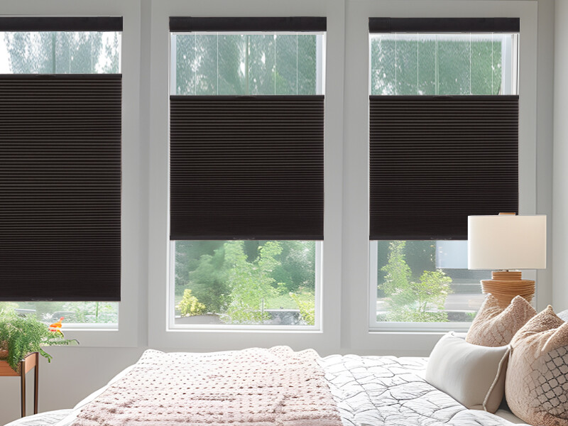 No Tool Screw Install Top Down Bottom Up Blackout Black Cellular Blind Honeycomb