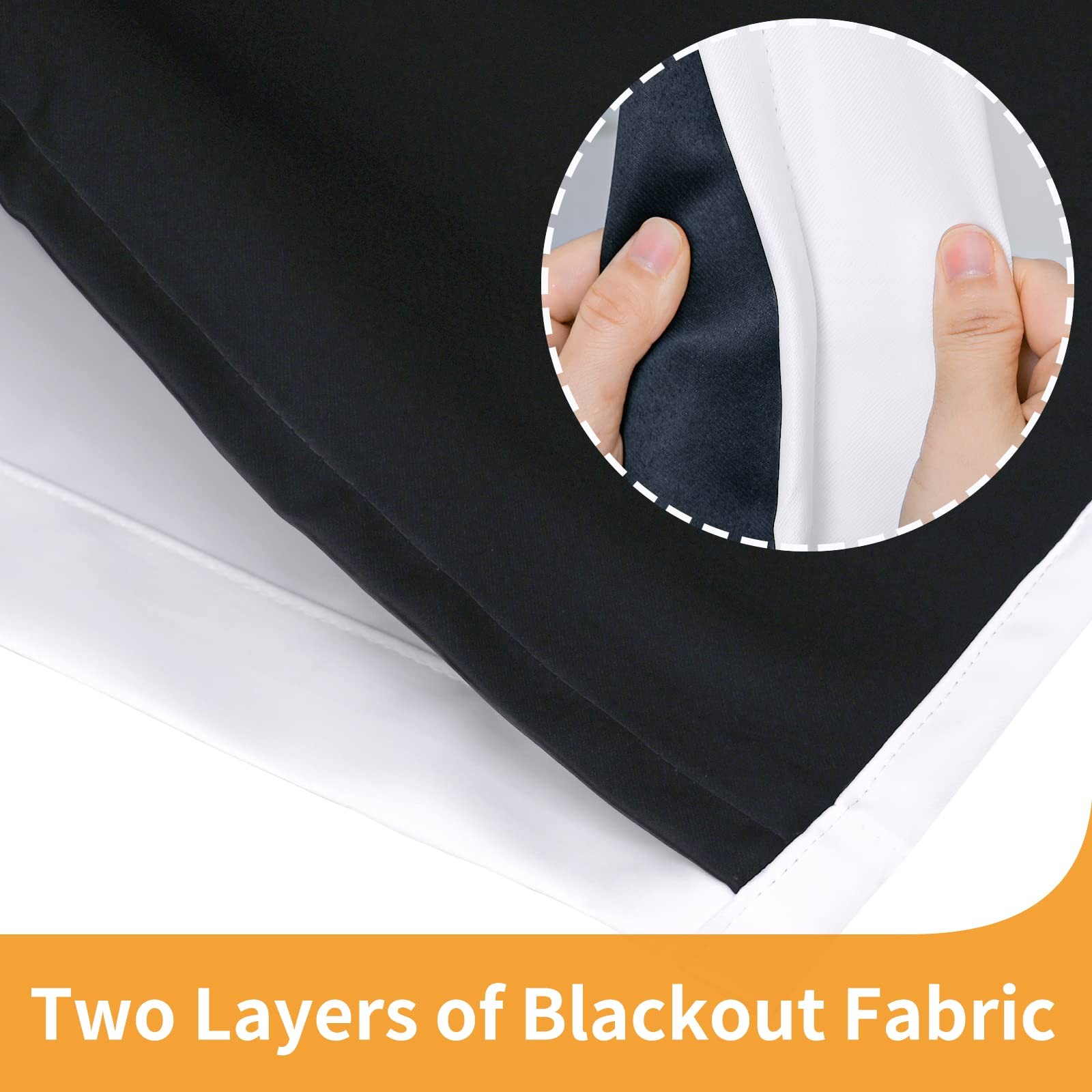 Pure White 100% Blackout Curtains 63 Inches Long for Bedroom