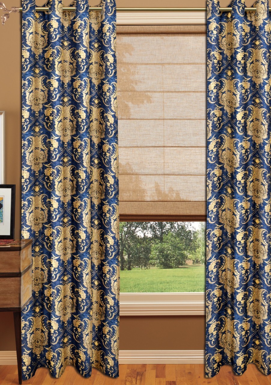 J1 Chenille Drapery Panel – Blue- Rayon/Polyester- 60″ Inches W x 96″ H-J2