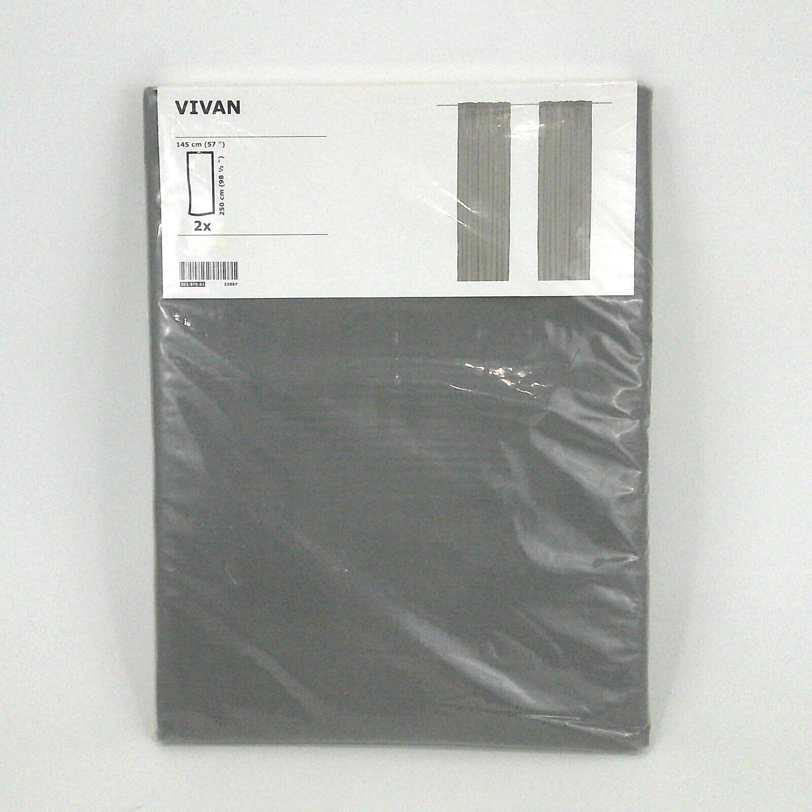 IKEA Vivan Curtains Gray 57×98.5 3 Panels Solid Opaque Polyester Cotton Drapes